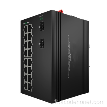 Commutateur industriel non géré 16 Port Gigabit Ethernet Poe et 2 Gigabit SFP